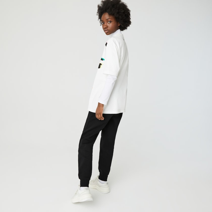 Calças Lacoste Masculino Pretas LIVE Embroidered Cotton Blend Tracksuit UI9-91049X6