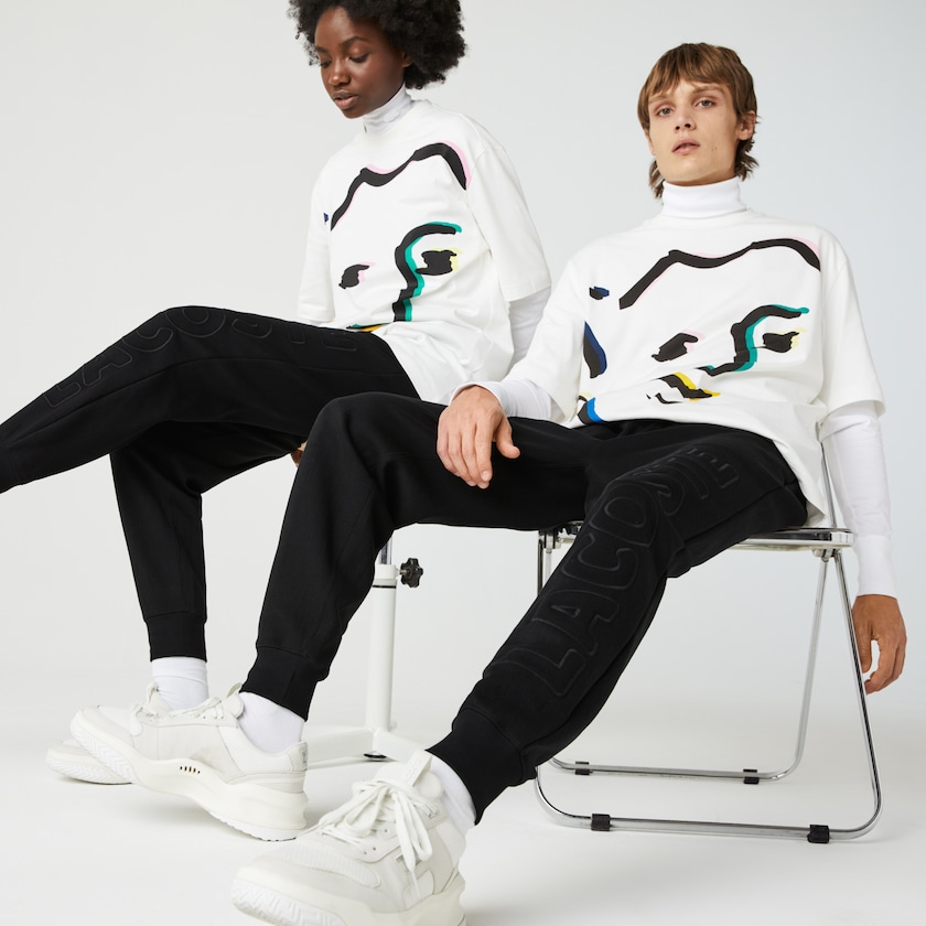 Calças Lacoste Masculino Pretas LIVE Embroidered Cotton Blend Tracksuit UI9-91049X6