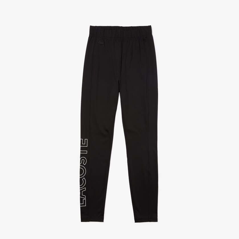 Calças Lacoste Feminino Pretas Branco LIVE Logo Printed Leggings XV5-42824V4