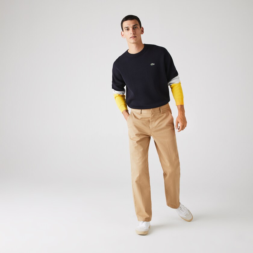 Calças Lacoste Masculino Bege LIVE Standard Fit Pleated Cotton Chino IZ1-71977D1