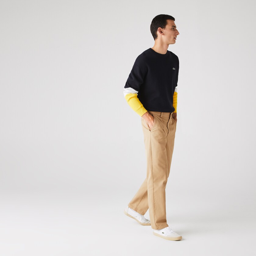 Calças Lacoste Masculino Bege LIVE Standard Fit Pleated Cotton Chino IZ1-71977D1