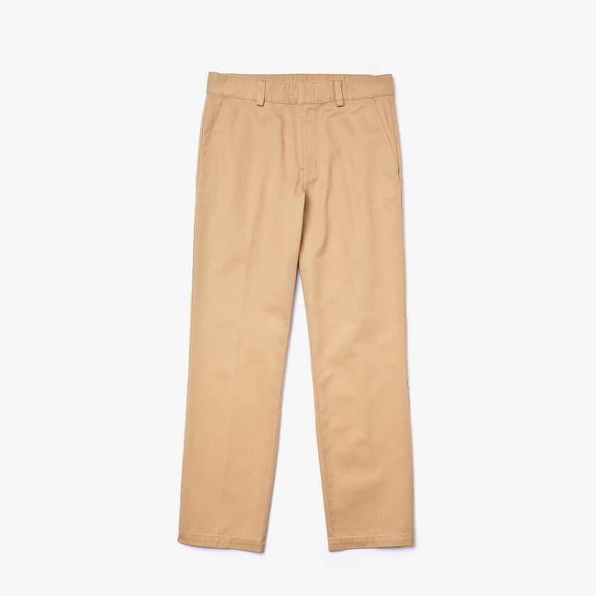 Calças Lacoste Masculino Bege LIVE Standard Fit Pleated Cotton Chino IZ1-71977D1