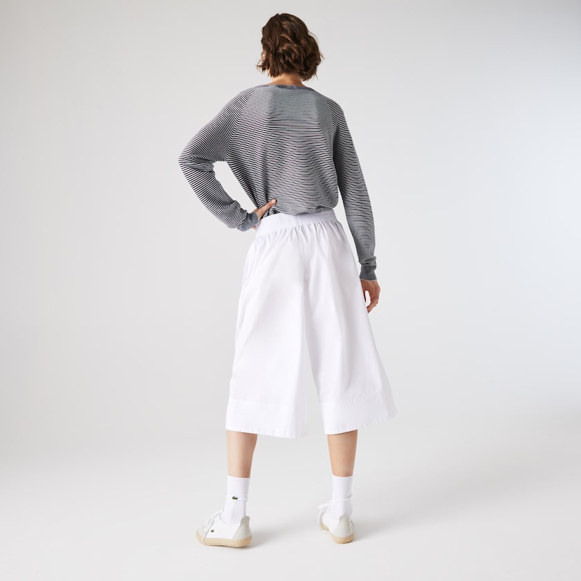 Calças Lacoste Feminino Branco Light Cotton Poplin Culottes SZ7-51415F1