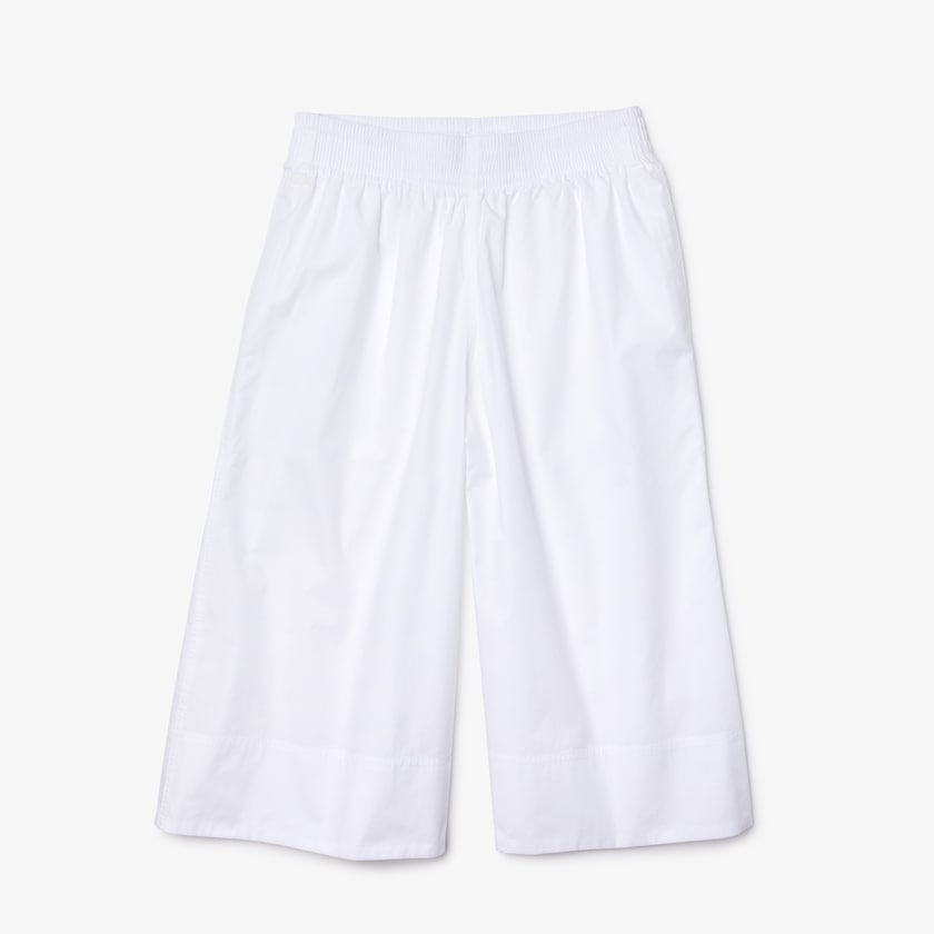 Calças Lacoste Feminino Branco Light Cotton Poplin Culottes SZ7-51415F1