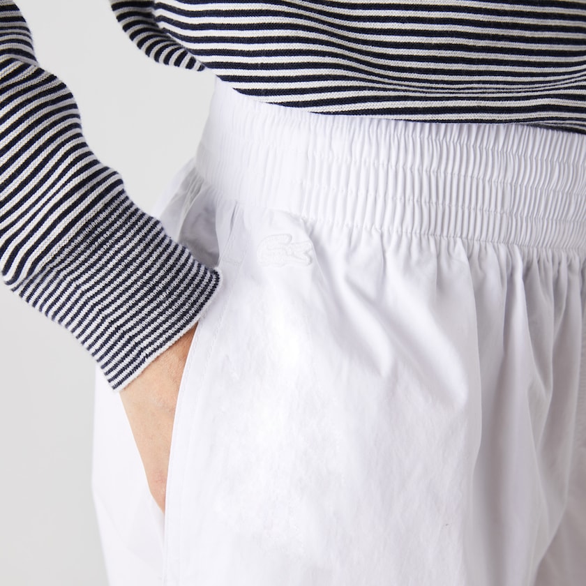 Calças Lacoste Feminino Branco Light Cotton Poplin Culottes SZ7-51415F1