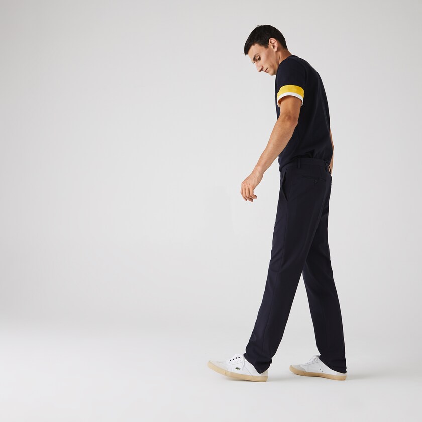 Calças Lacoste Masculino Azul Marinho Azuis Pleated Stretch Chino QB3-38413N1