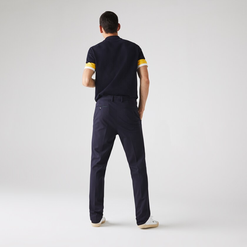 Calças Lacoste Masculino Azul Marinho Azuis Pleated Stretch Chino QB3-38413N1