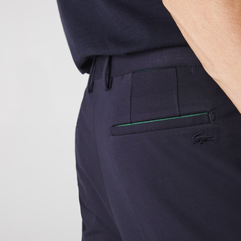 Calças Lacoste Masculino Azul Marinho Azuis Pleated Stretch Chino QB3-38413N1