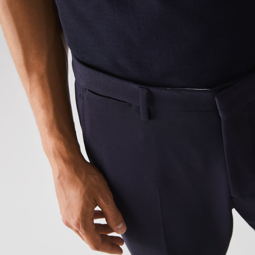 Calças Lacoste Masculino Azul Marinho Azuis Pleated Stretch Chino QB3-38413N1