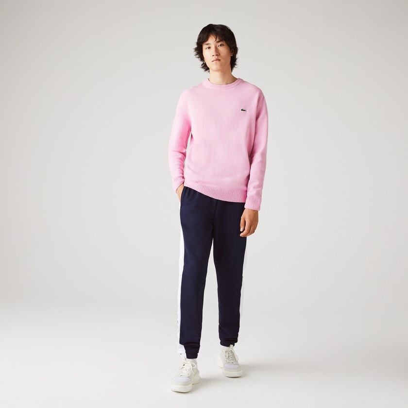 Calças Lacoste Masculino Azul Marinho Azuis Branco SPORT Bicolour Fleece Jogging IU9-73507E7
