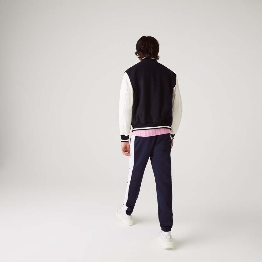 Calças Lacoste Masculino Azul Marinho Azuis Branco SPORT Bicolour Fleece Jogging IU9-73507E7