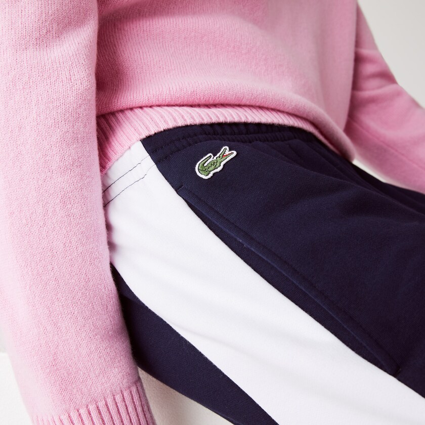 Calças Lacoste Masculino Azul Marinho Azuis Branco SPORT Bicolour Fleece Jogging IU9-73507E7