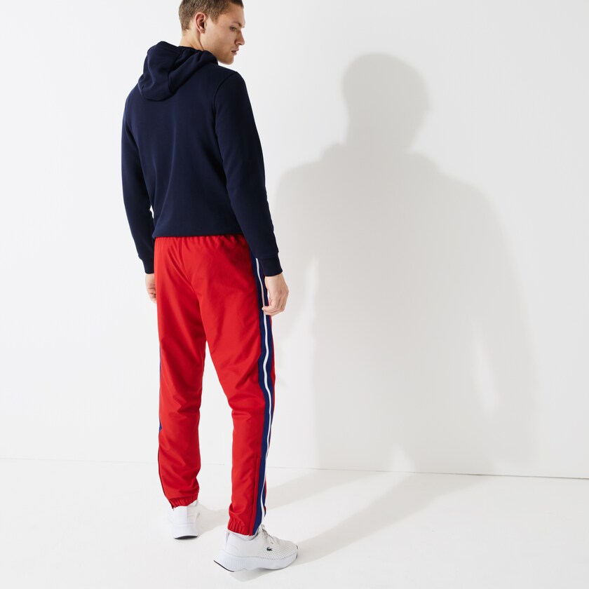 Calças Lacoste Masculino Vermelhas Azuis Branco SPORT Contrast Bands Lightweight Tracksuit UG4-41534M2