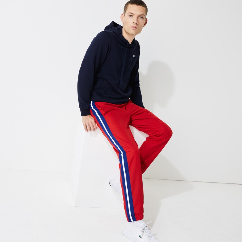 Calças Lacoste Masculino Vermelhas Azuis Branco SPORT Contrast Bands Lightweight Tracksuit UG4-41534M2