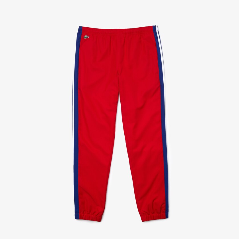 Calças Lacoste Masculino Vermelhas Azuis Branco SPORT Contrast Bands Lightweight Tracksuit UG4-41534M2
