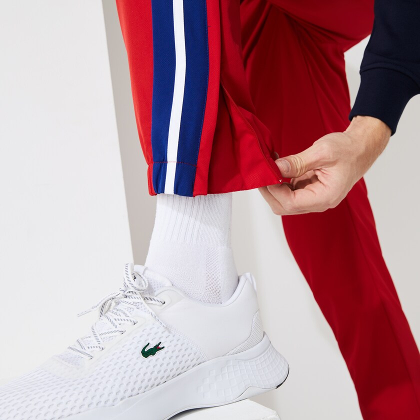 Calças Lacoste Masculino Vermelhas Azuis Branco SPORT Contrast Bands Lightweight Tracksuit UG4-41534M2