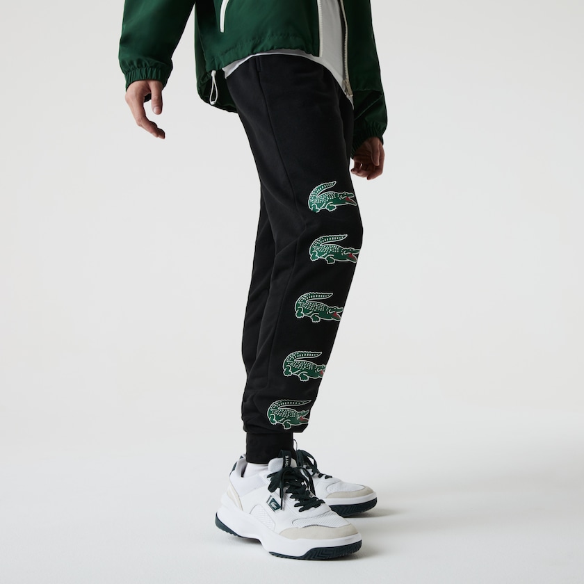 Calças Lacoste Masculino Pretas SPORT Crocodile Print Fleece Jogging BH9-99449O2