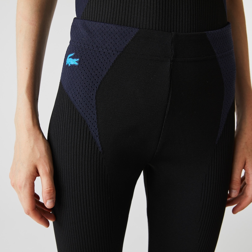 Calças Lacoste Feminino Pretas Azul Marinho Azuis SPORT Ergonomic Knit Leggings SW5-14211J3