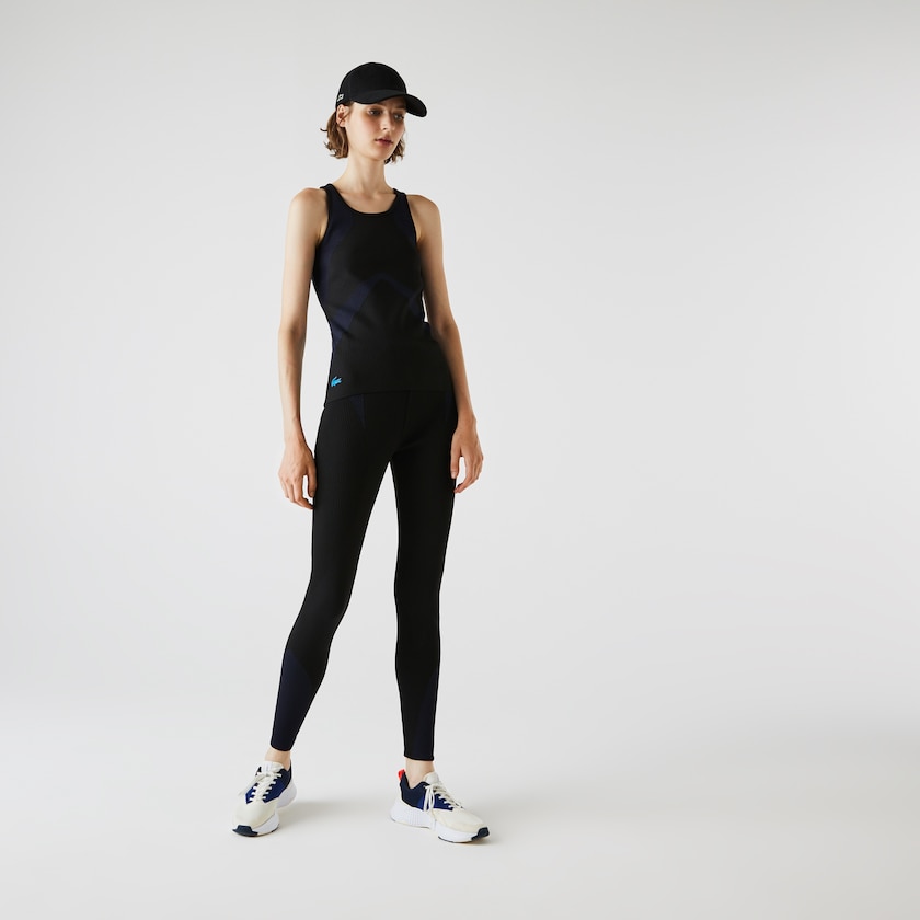 Calças Lacoste Feminino Pretas Azul Marinho Azuis SPORT Ergonomic Knit Leggings SW5-14211J3
