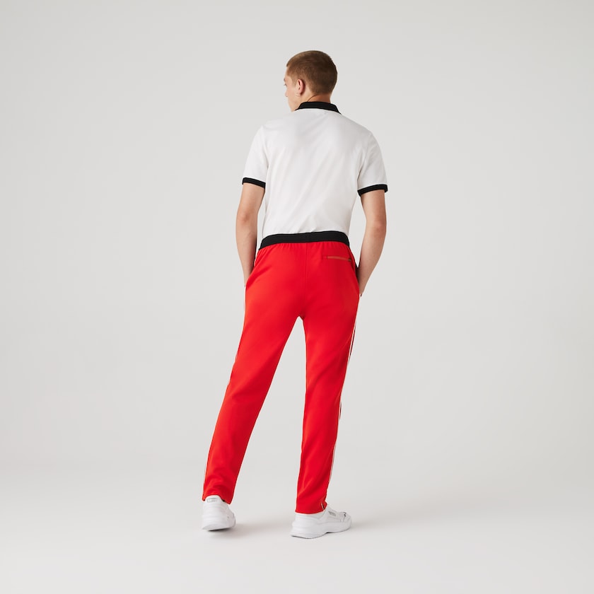 Calças Lacoste Masculino Vermelhas Pretas Branco SPORT Run-resistant Pleated Tracksuit BD2-97679B1