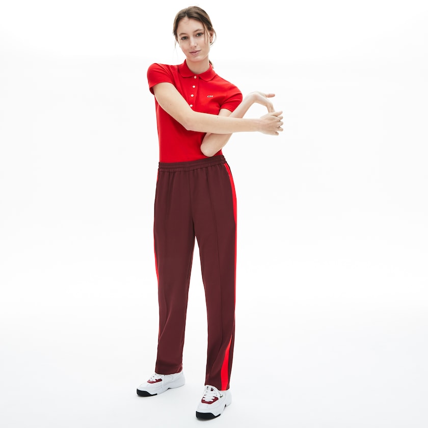 Calças Lacoste Feminino Vermelhas Escuro Vermelhas Side-Stripe Track LJ1-84128B2