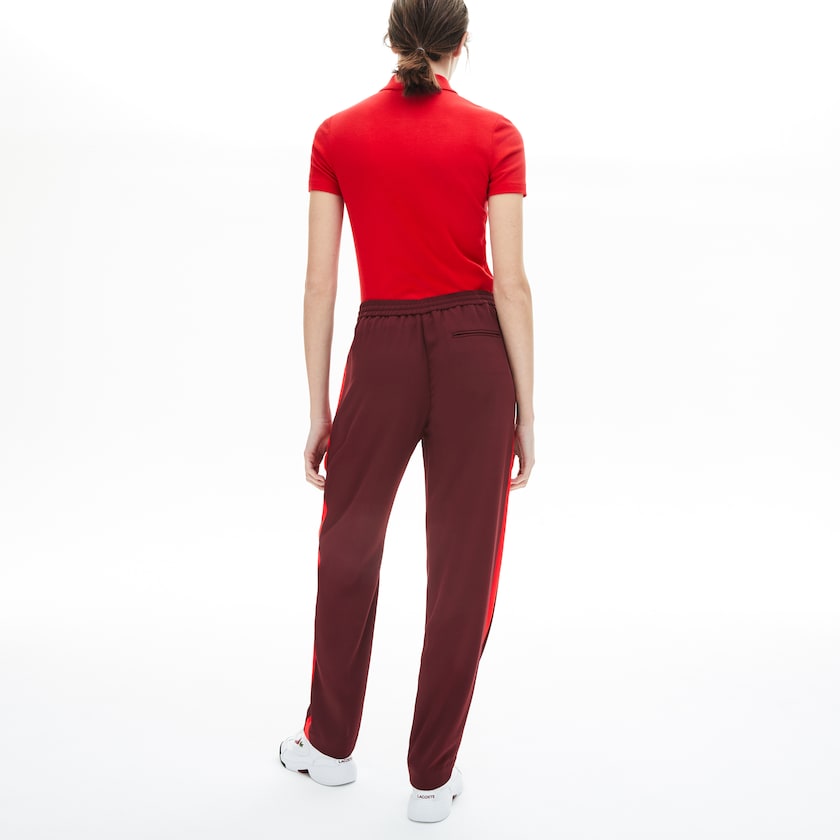 Calças Lacoste Feminino Vermelhas Escuro Vermelhas Side-Stripe Track LJ1-84128B2