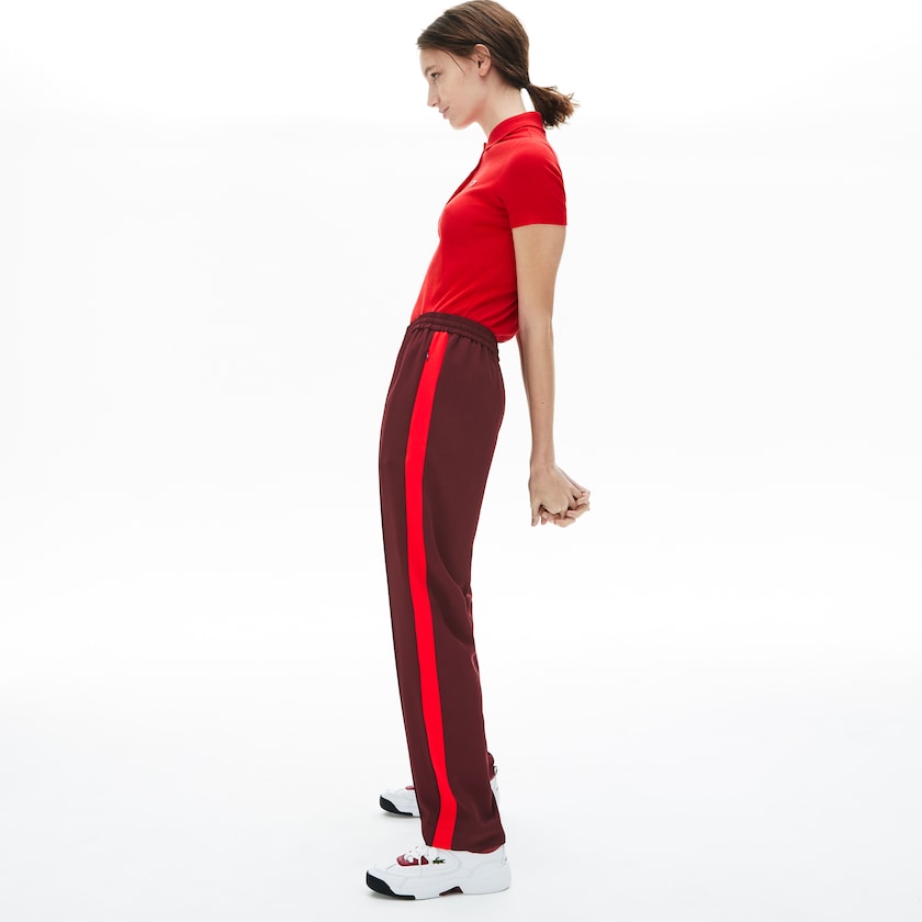 Calças Lacoste Feminino Vermelhas Escuro Vermelhas Side-Stripe Track LJ1-84128B2