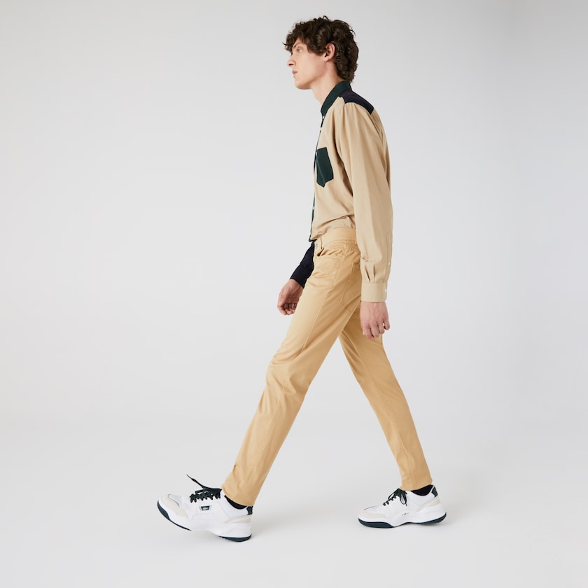Calças Lacoste Masculino Bege Slim Fit 5-Pocket Stretch Cotton JB2-15031X5