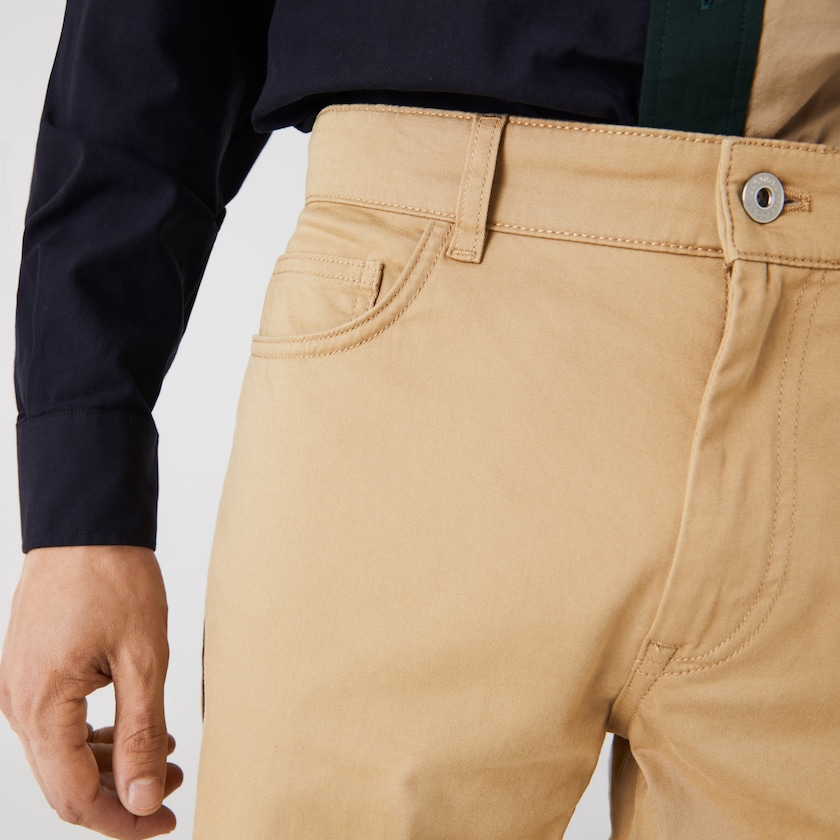 Calças Lacoste Masculino Bege Slim Fit 5-Pocket Stretch Cotton JB2-15031X5