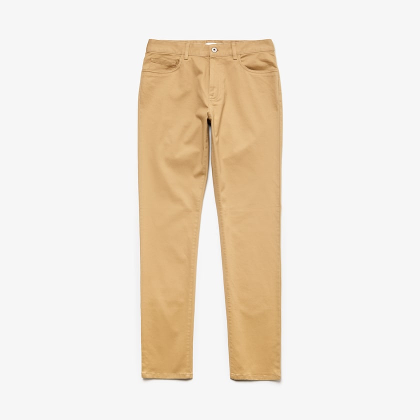 Calças Lacoste Masculino Bege Slim Fit 5-Pocket Stretch Cotton JB2-15031X5