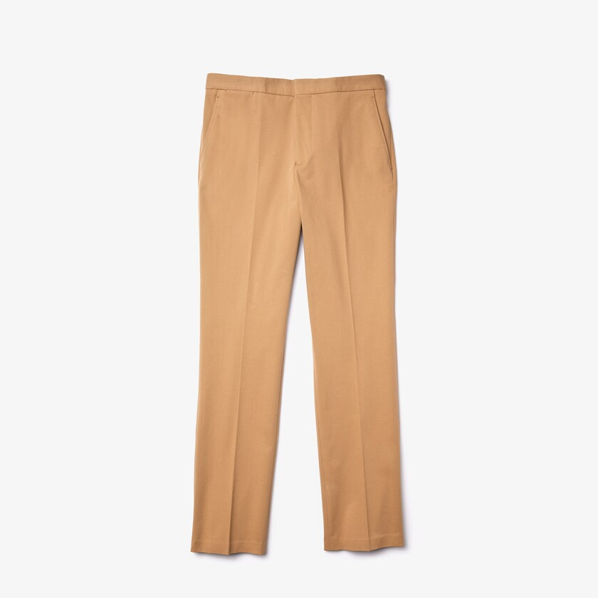 Calças Lacoste Masculino Bege Slim Fit Stretch Cotton Pleated Chino GR4-31423U6