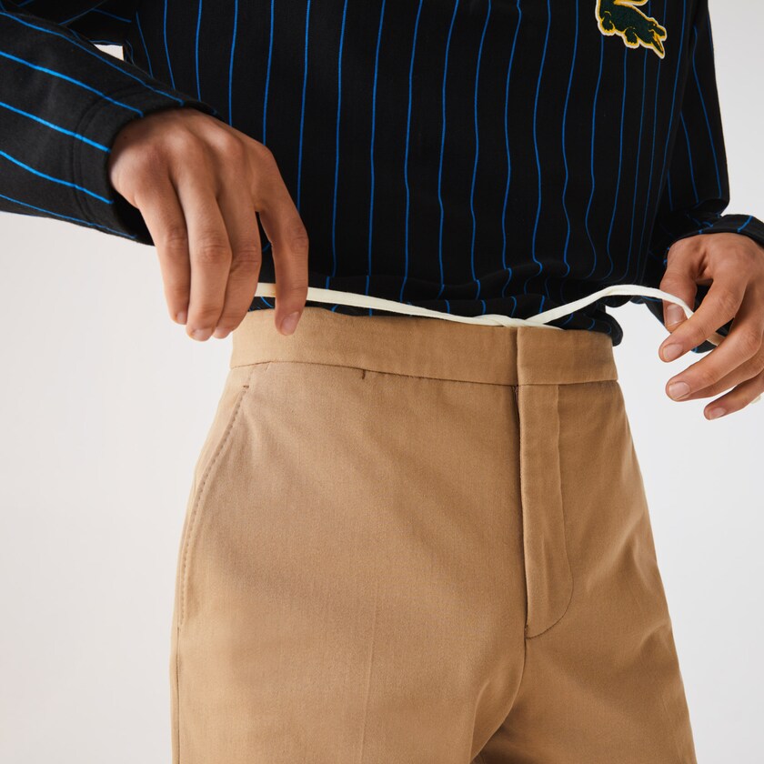 Calças Lacoste Masculino Bege Slim Fit Stretch Cotton Pleated Chino GR4-31423U6
