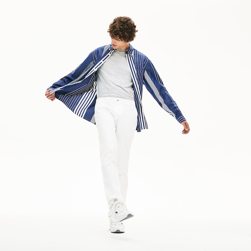 Calças Lacoste Masculino Branco Slim Fit Stretch Gabardine Chino GX5-10151X9
