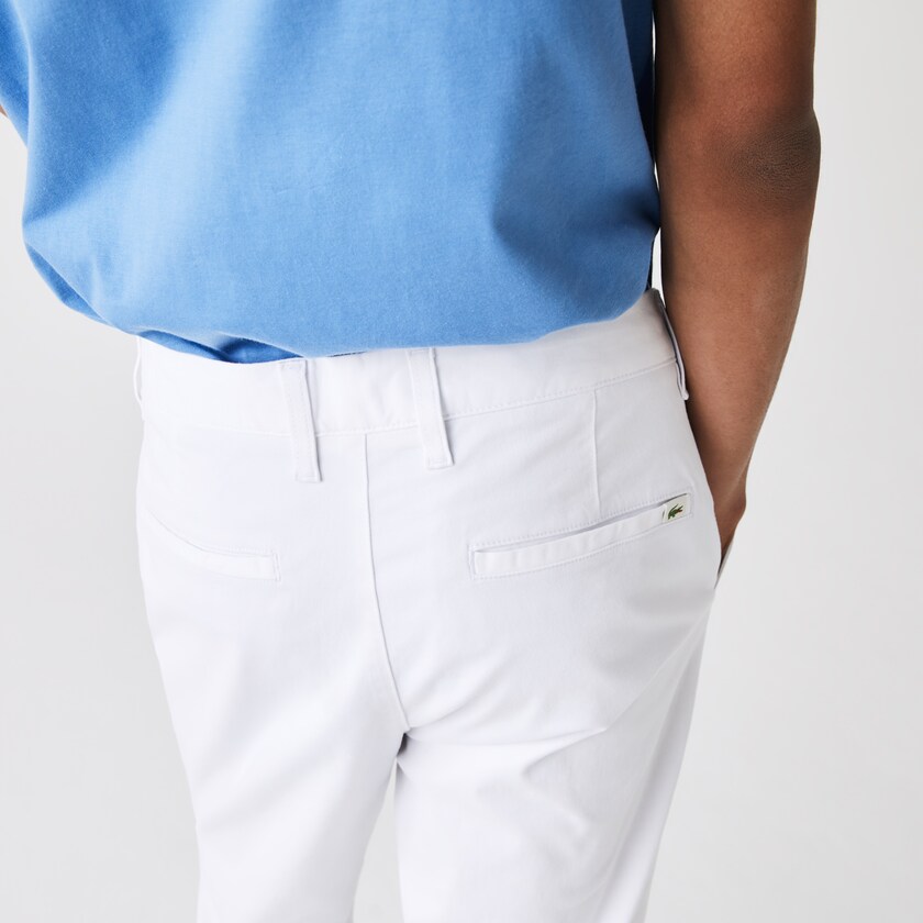 Calças Lacoste Masculino Branco Slim Fit Stretch Gabardine Chino GX5-10151X9