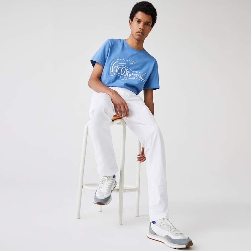 Calças Lacoste Masculino Branco Slim Fit Stretch Gabardine Chino GX5-10151X9