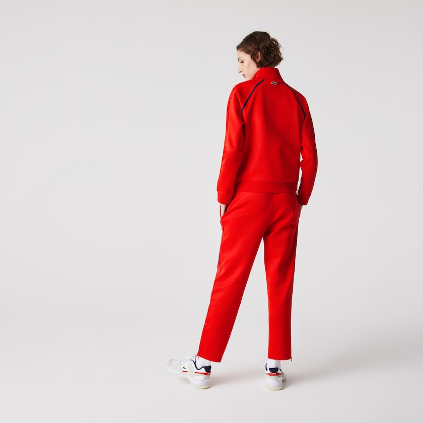 Calças Lacoste Feminino Vermelhas Azuis Vermelhas Straight Cut Contrast Bands Tracksuit OS6-07200C3