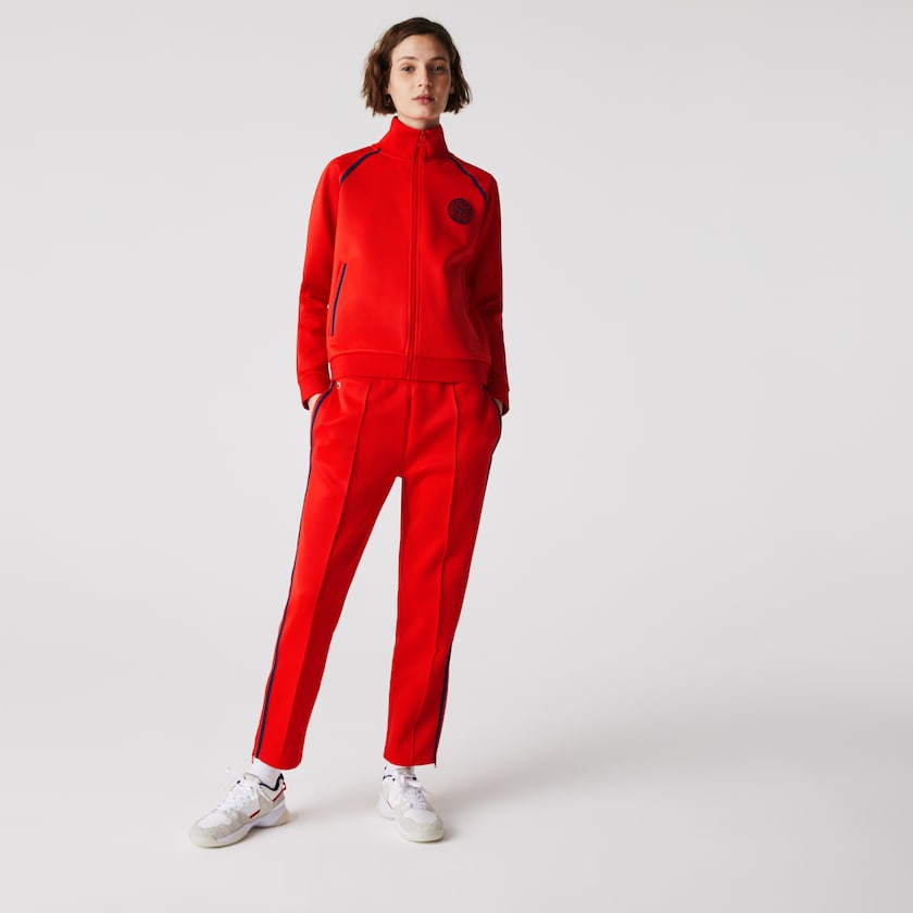 Calças Lacoste Feminino Vermelhas Azuis Vermelhas Straight Cut Contrast Bands Tracksuit OS6-07200C3