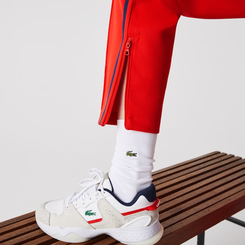 Calças Lacoste Feminino Vermelhas Azuis Vermelhas Straight Cut Contrast Bands Tracksuit OS6-07200C3