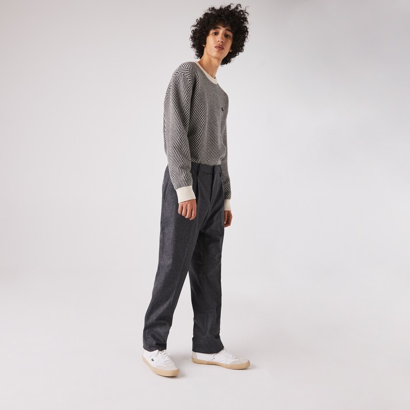 Calças Lacoste Masculino Cinzentas Cinzentas Virgin Wool And Cashmere Blend Pleated Chino EZ8-03200S5