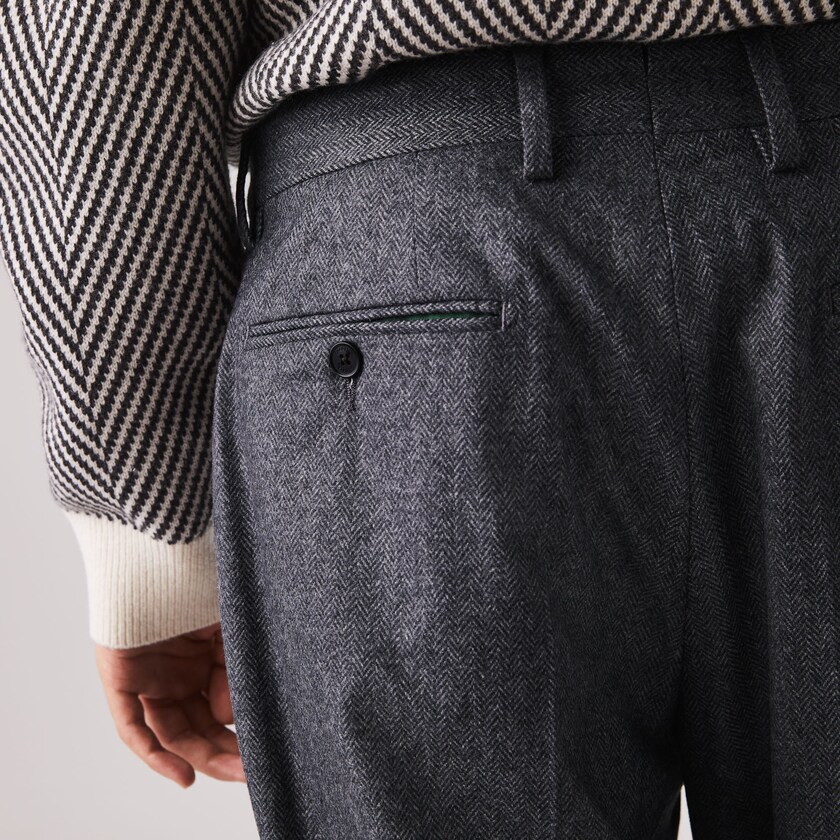 Calças Lacoste Masculino Cinzentas Cinzentas Virgin Wool And Cashmere Blend Pleated Chino EZ8-03200S5