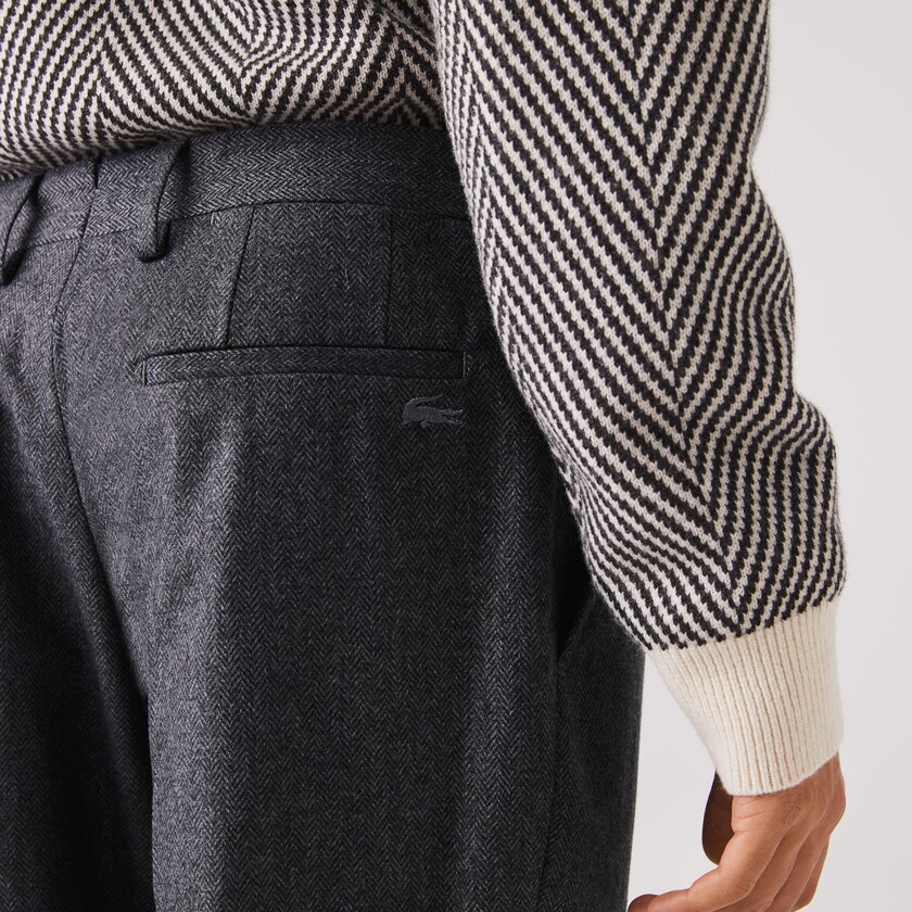 Calças Lacoste Masculino Cinzentas Cinzentas Virgin Wool And Cashmere Blend Pleated Chino EZ8-03200S5