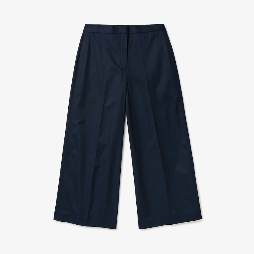 Calças Lacoste Feminino Azul Marinho Azuis Wide Cropped Cotton UG5-62076U8
