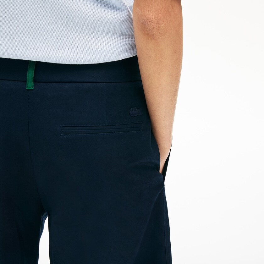 Calças Lacoste Feminino Azul Marinho Azuis Wide Cropped Cotton UG5-62076U8