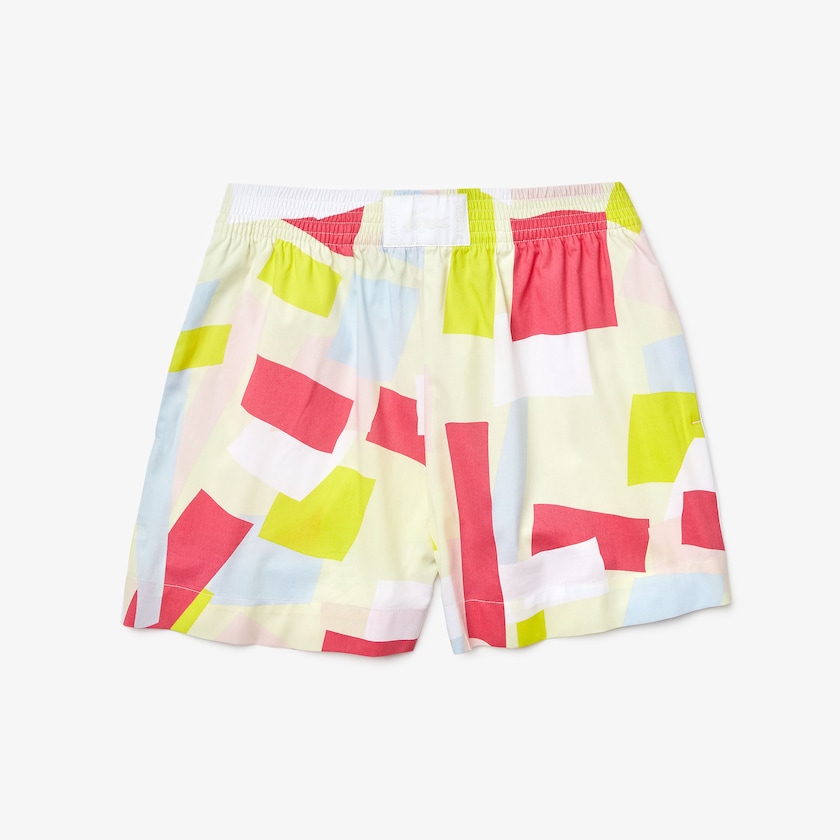 Calção Lacoste Feminino Amarelas Branco Abstract-Print Cotton Poplin MD0-71747A3
