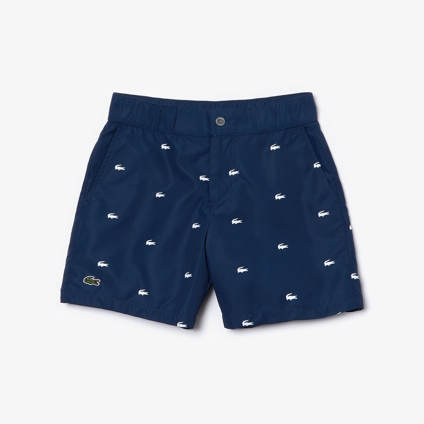 Calção Lacoste Criança Azul Marinho Azuis Branco All-Over Croc Swim Trunks FV4-72897B7