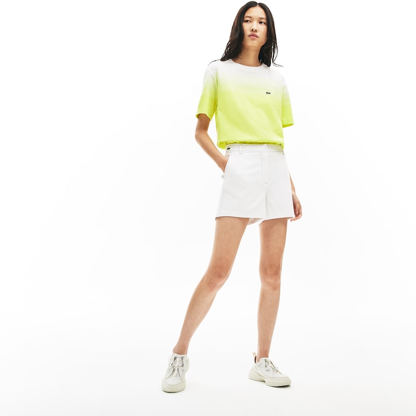 Calção Lacoste Feminino Branco Azul Marinho Azuis Made in France Contrast Stitching VQ1-07070M8