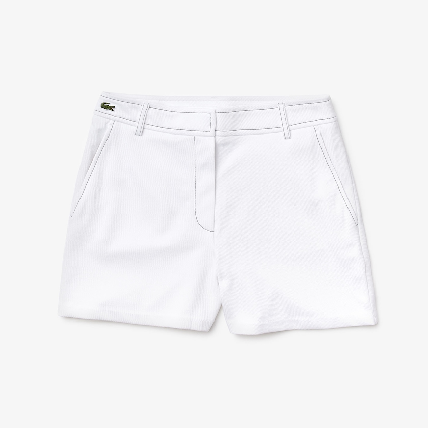 Calção Lacoste Feminino Branco Azul Marinho Azuis Made in France Contrast Stitching VQ1-07070M8