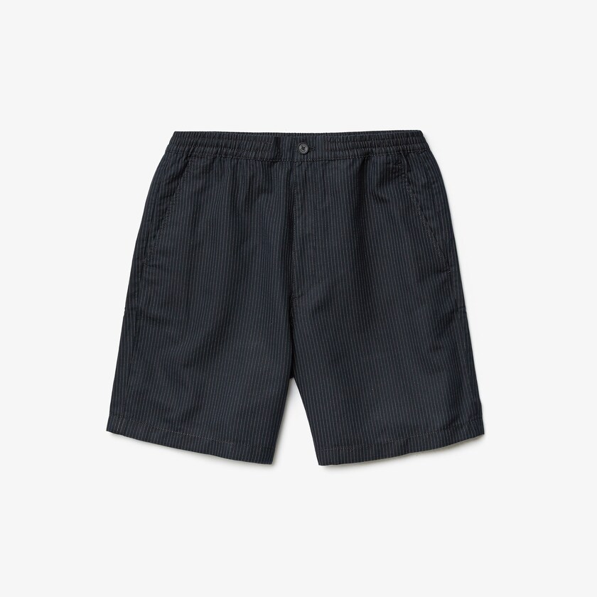 Calção Lacoste Masculino Azul Marinho Azuis Branco Pinstriped Linen- Blend Bermuda OP8-81088Y5