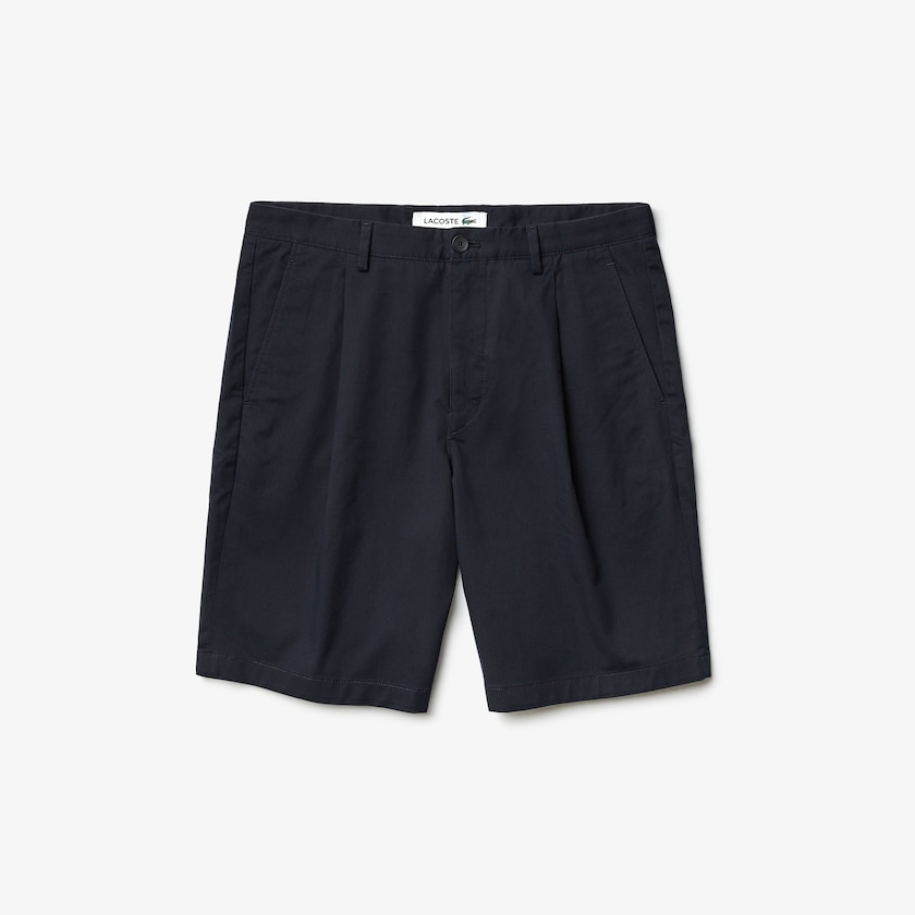 Calção Lacoste Masculino Azul Marinho Azuis Pleated Stretch Bermuda CJ7-23692D2