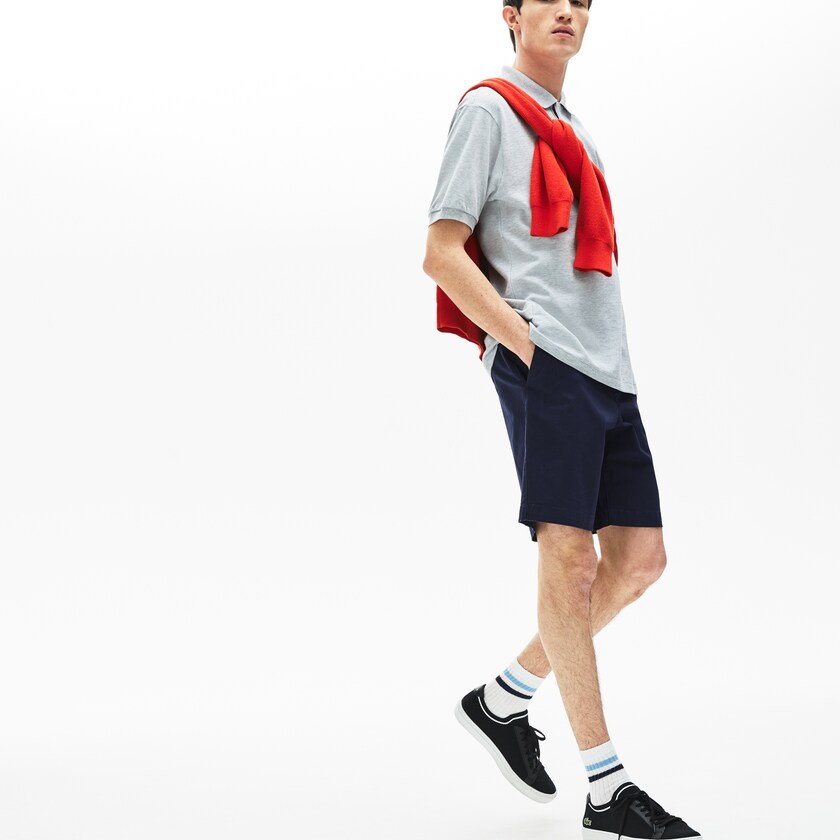 Calção Lacoste Masculino Azul Marinho Azuis Regular Fit Cotton Gabardine Bermuda MD5-03490T7